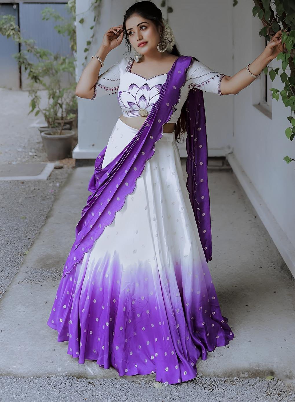 Purple Lovers Stitched Lehanga/Halfsaree