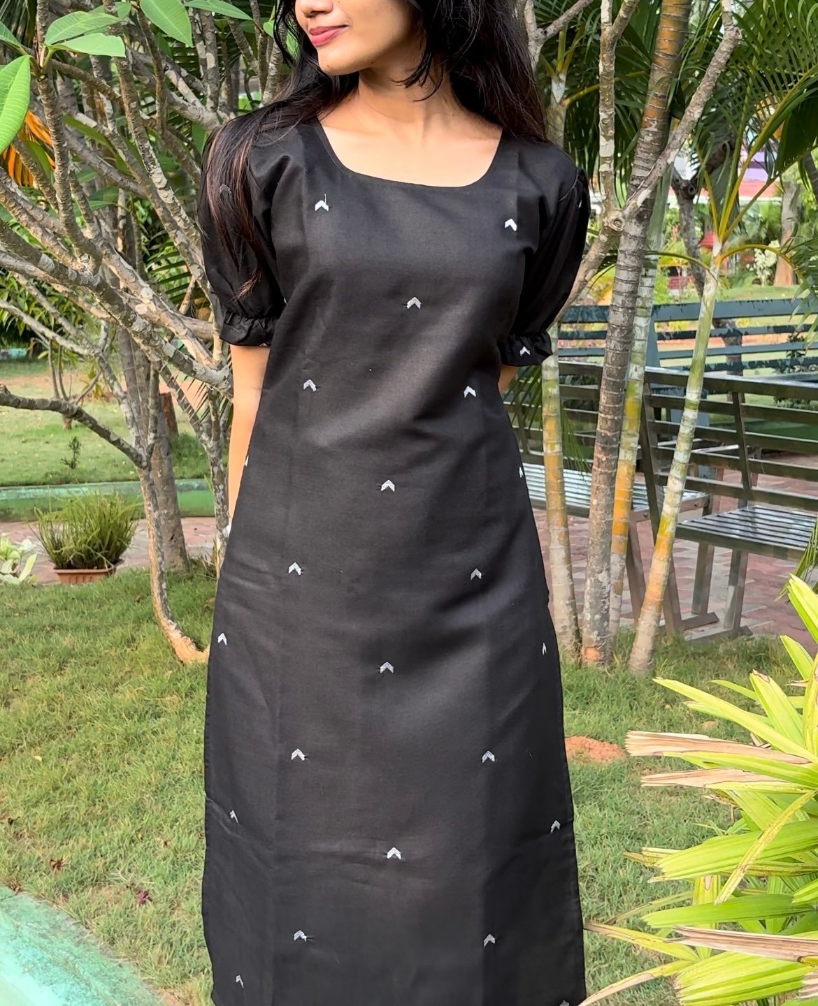 Samantha  Inspired Black Cotton Kurta set Recreation