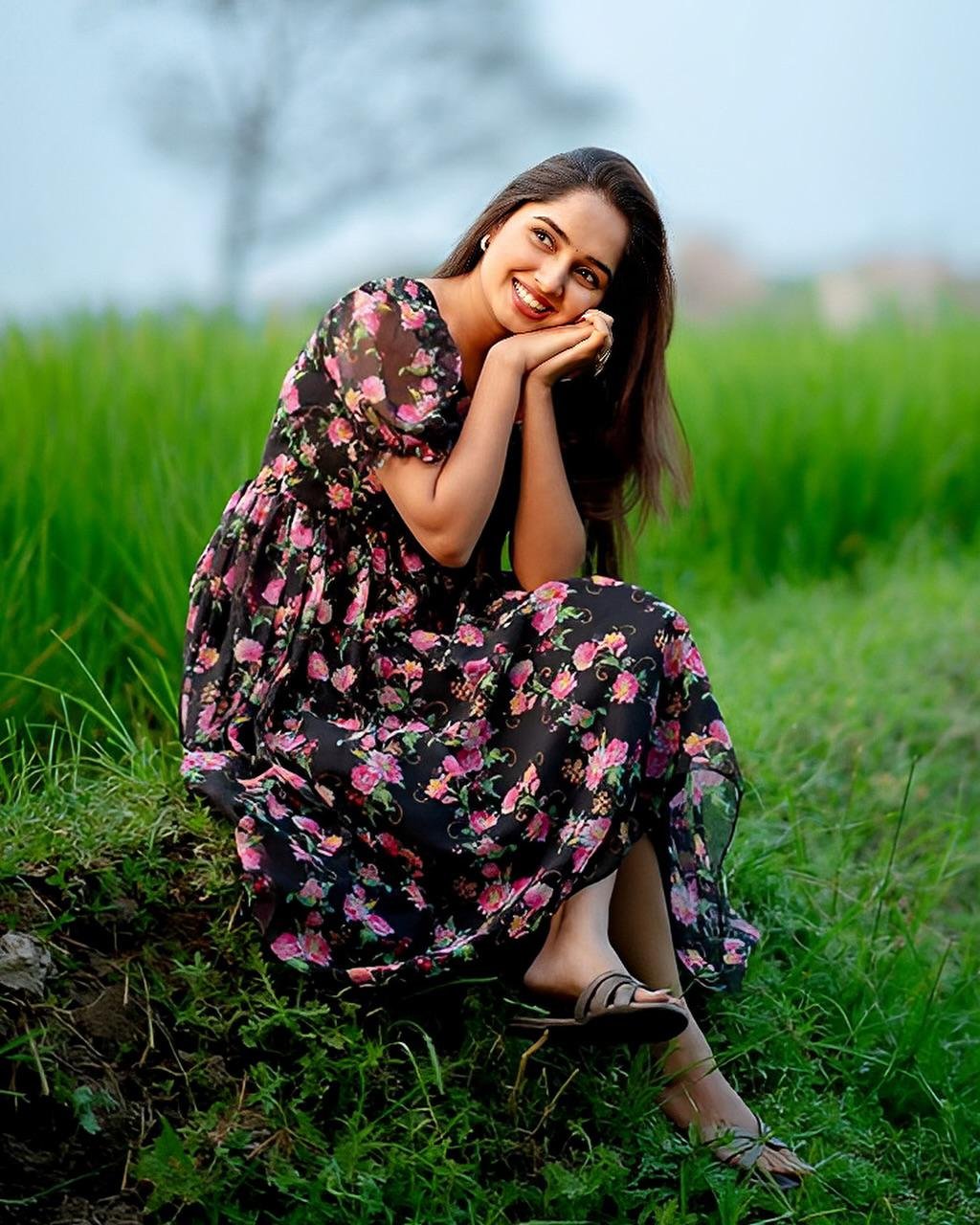 Twilight Bloom Black Floral Dress