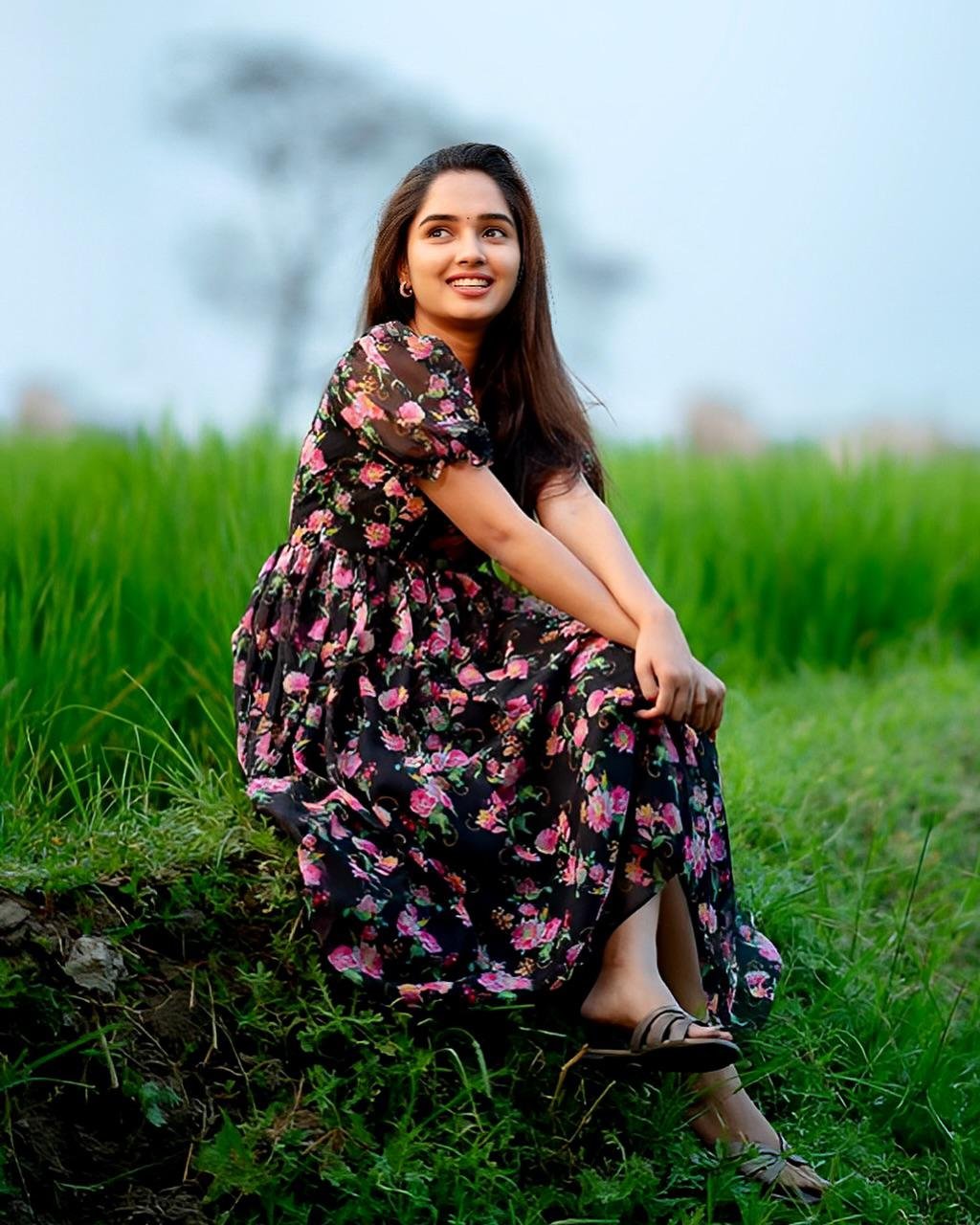 Twilight Bloom Black Floral Dress