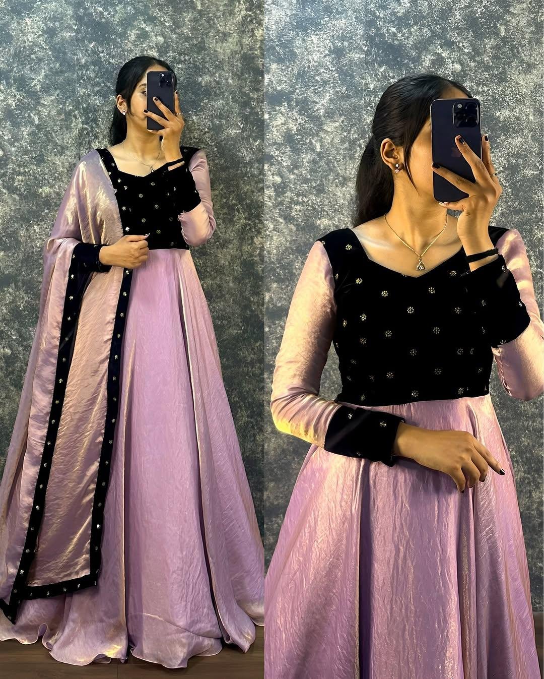 Velvet Charm  Anarkali gown with Dupatta Set