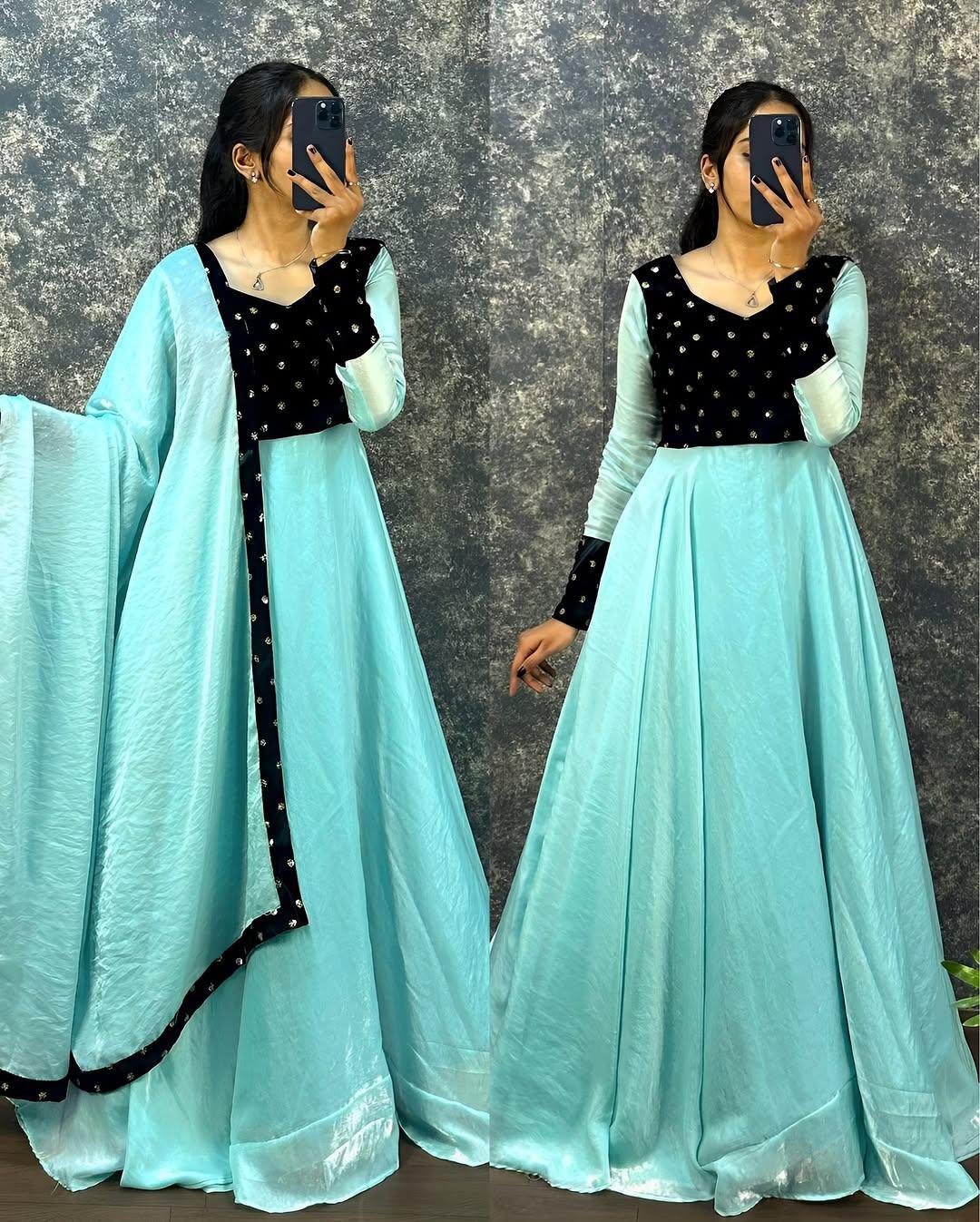 Velvet Charm  Anarkali gown with Dupatta Set