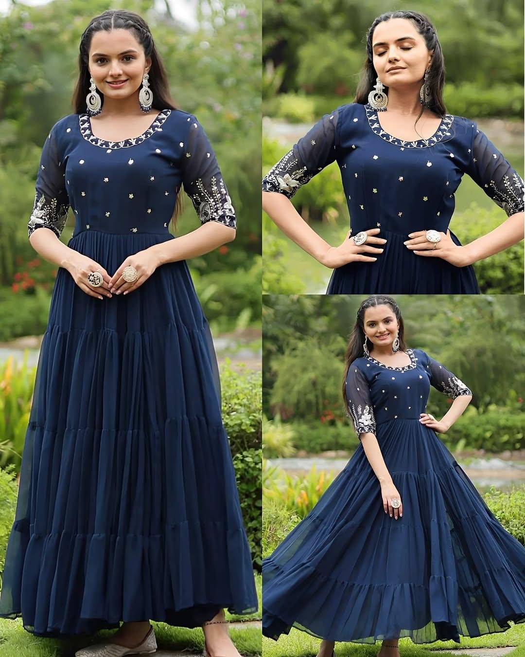 Elegant Georgette Embroidered Anarkali Gown