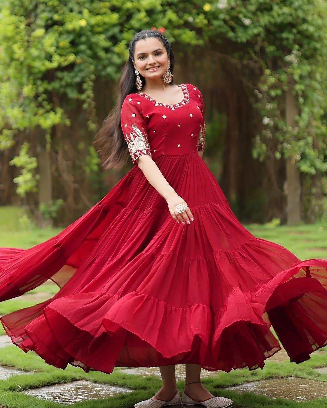 Elegant Georgette Embroidered Anarkali Gown