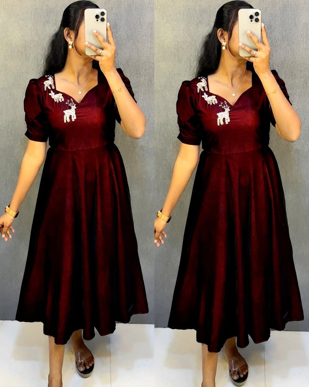 Velvet Dual tone Midi Dress