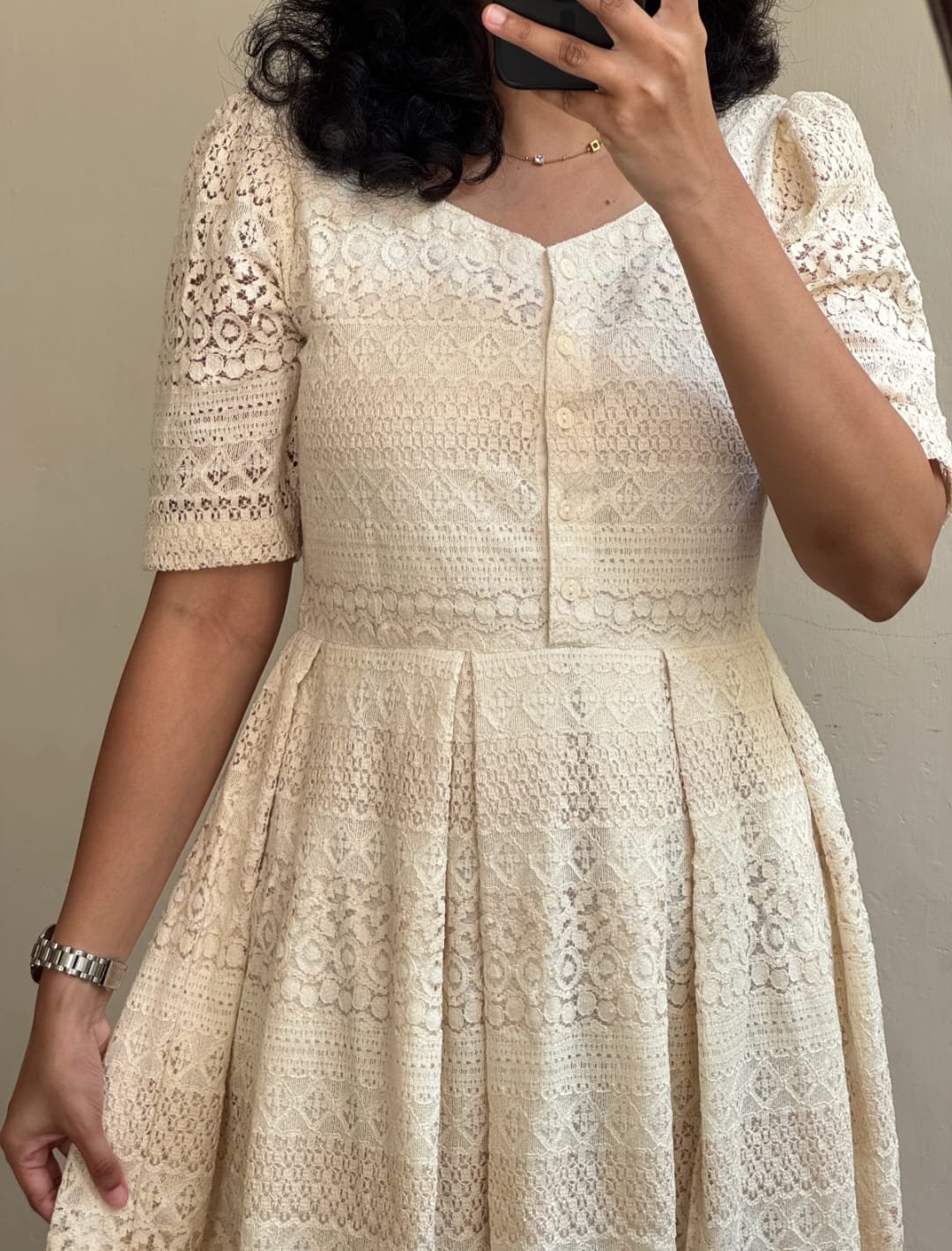 Trendy Pure Cotton Lace Midi Dress