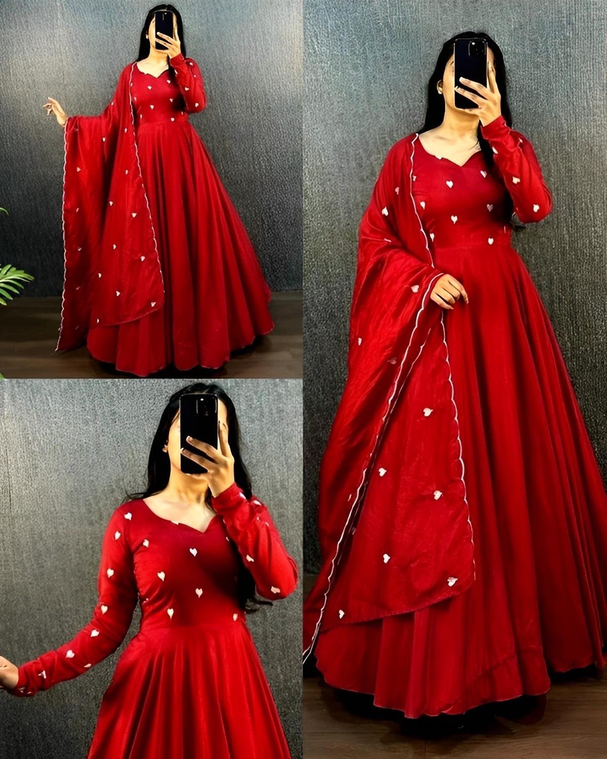 Trendy Valentine Heart Gown With Dupatta