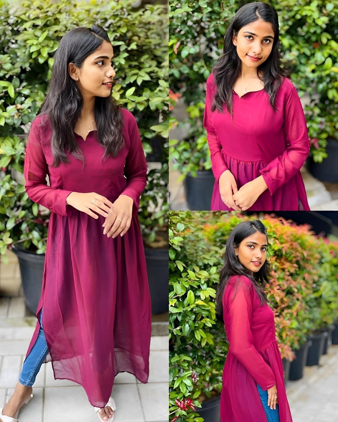 Elegant Maroon Sheer Long Kurti for Women