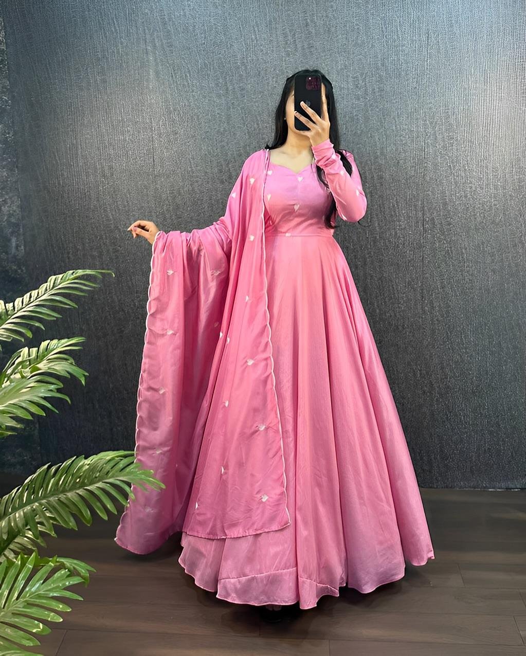 Trendy Heart Valentine Gown With Dupatta set
