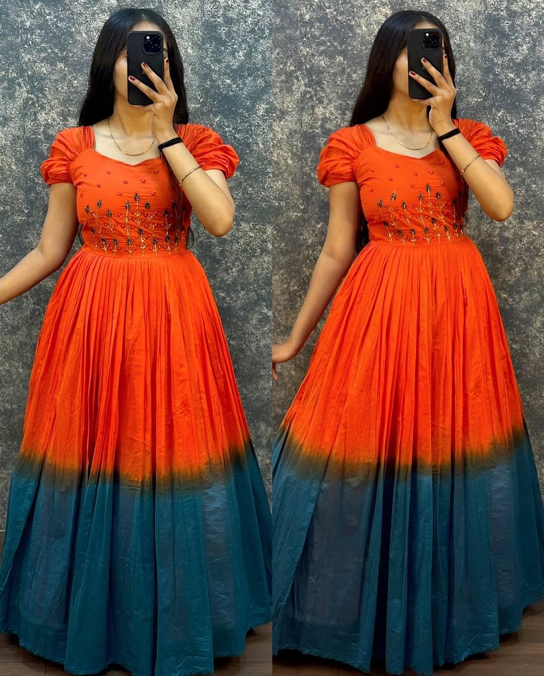 Pure  Mul Mul Cotton Gown with Original beads Work Cinderella Gown