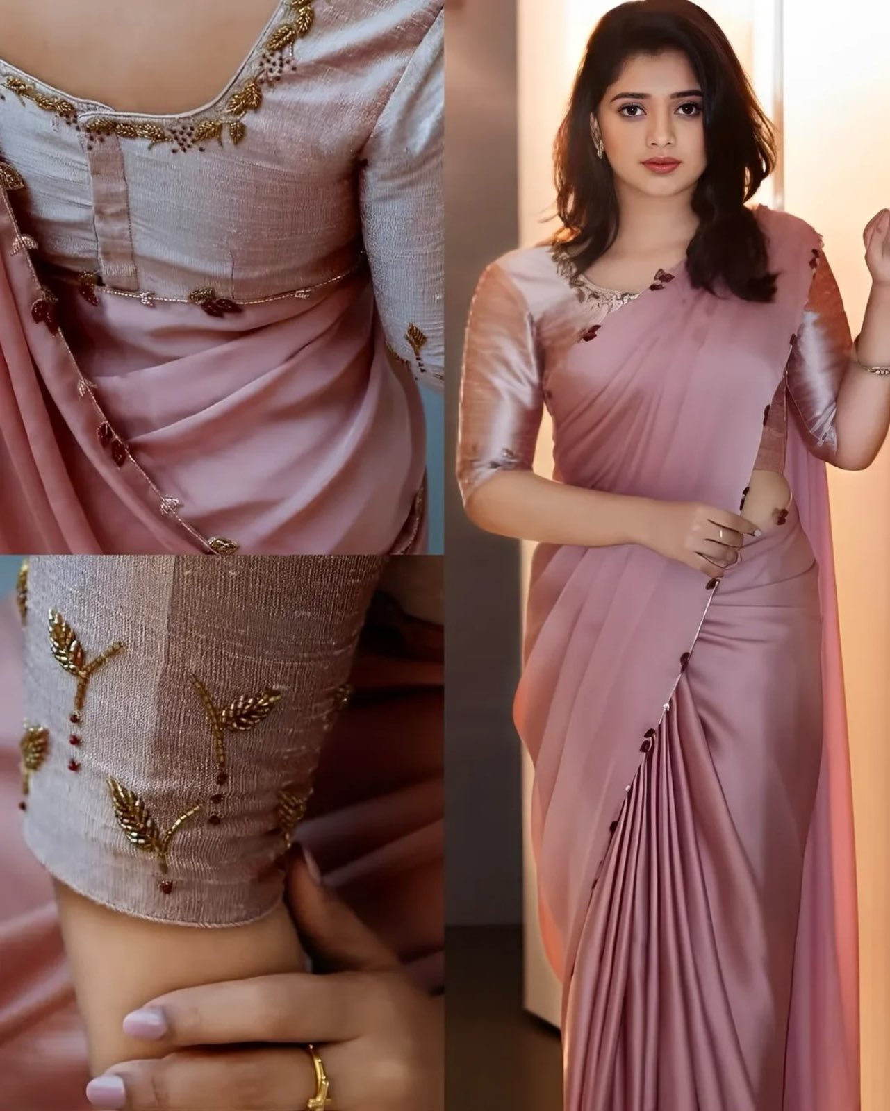 Peach Heavy Rangoli Silk Saree With Hand Work & Cut Work