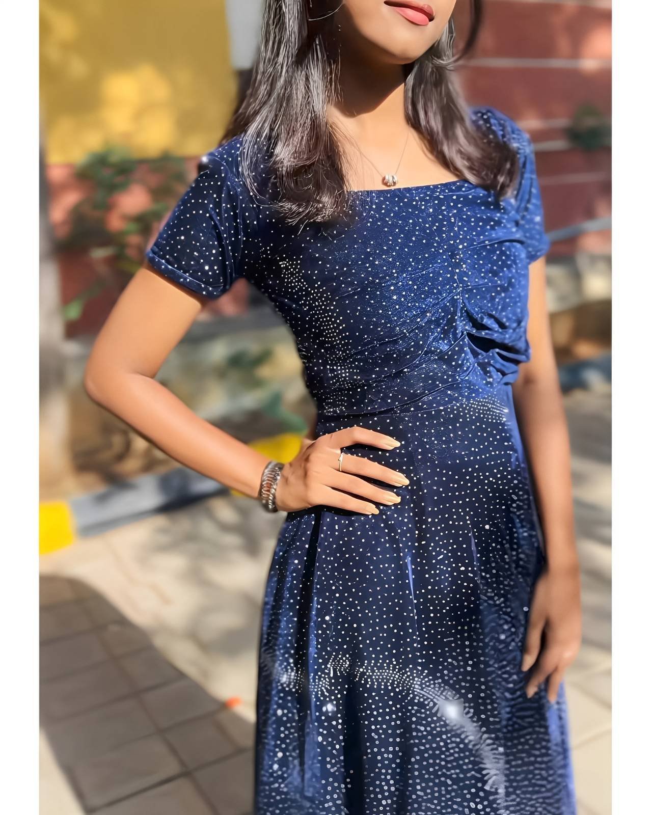 Velvet Diamond Heavy Sequins Work Gown-TARA