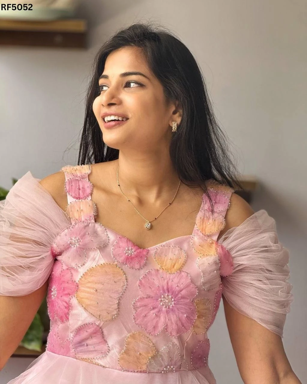 Luxurious Satin Tissue Dress with Stone Accents & Silk Lining