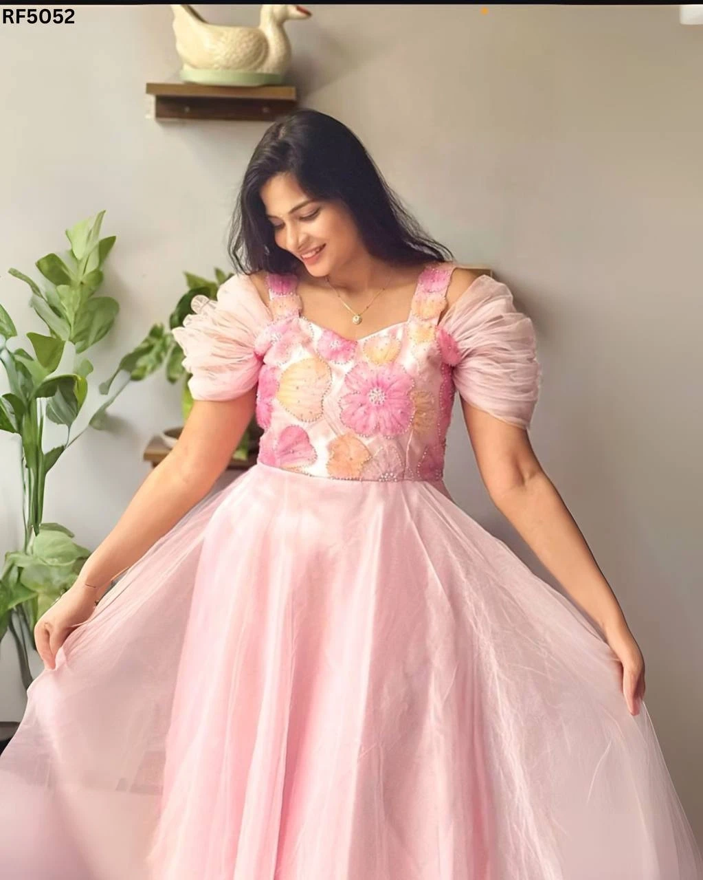 Luxurious Satin Tissue Dress with Stone Accents & Silk Lining