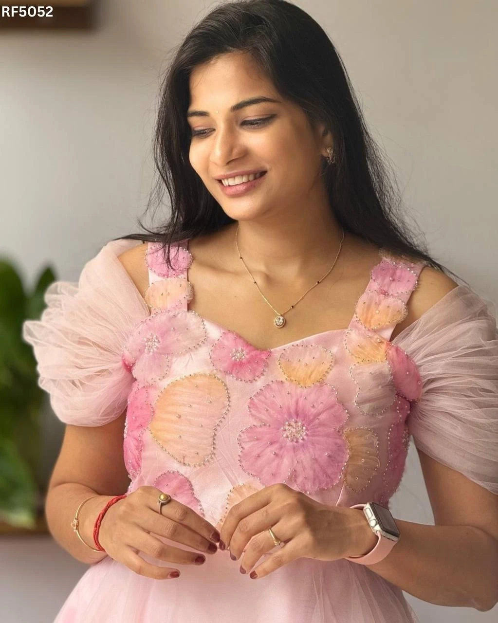 Luxurious Satin Tissue Dress with Stone Accents & Silk Lining