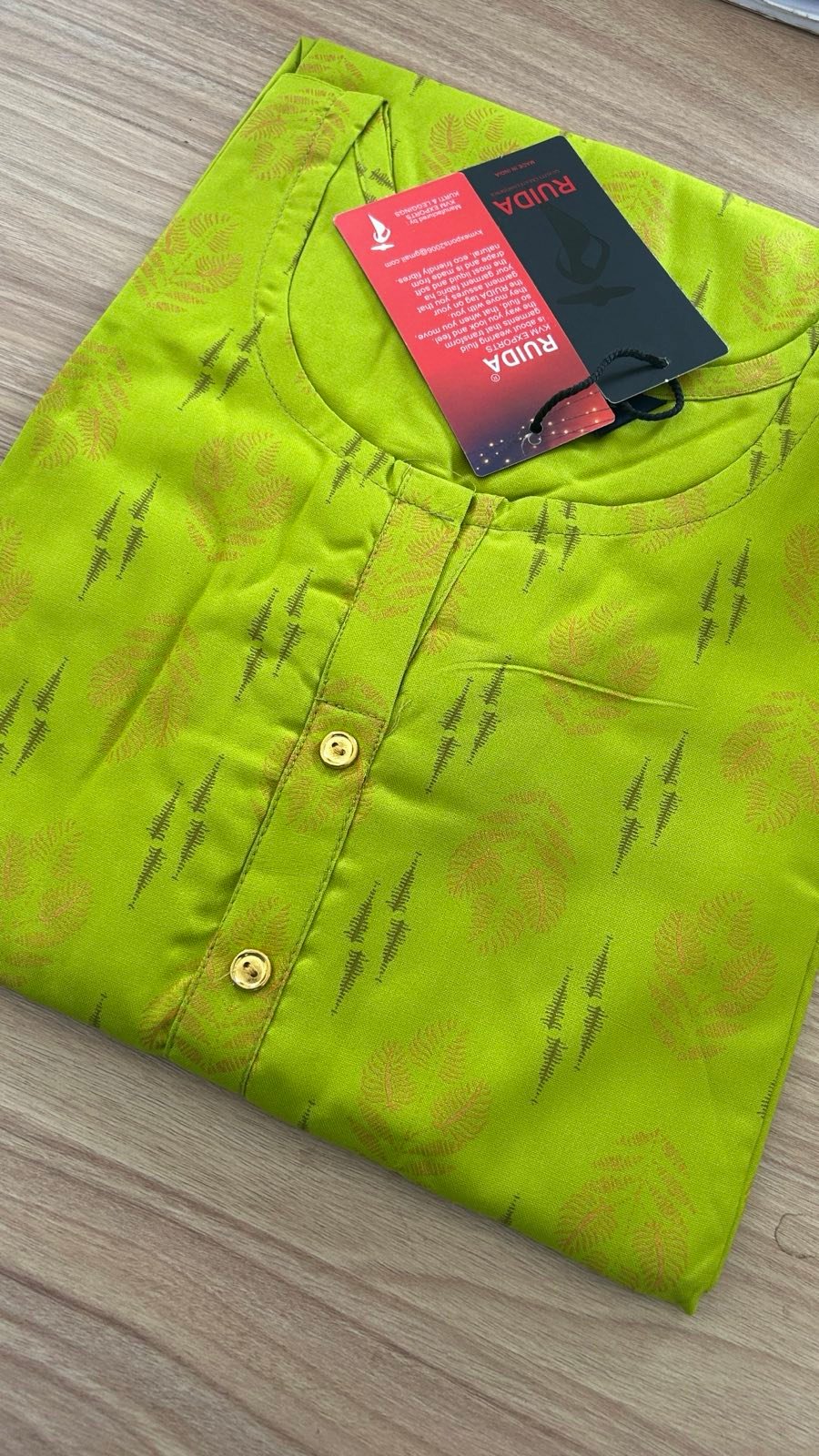 Elegant Cotton Green Side Cut Kurti