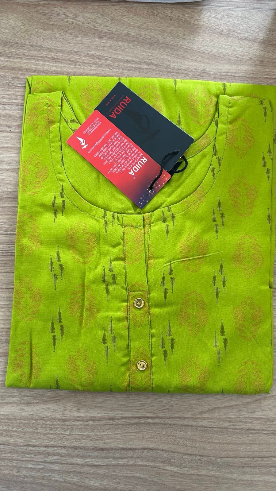 Elegant Cotton Green Side Cut Kurti