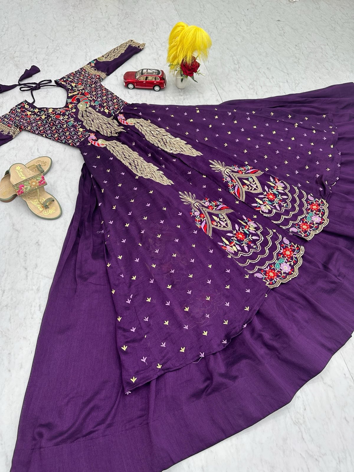 Indowestern Peacock Heavy thread and sequence work dress set