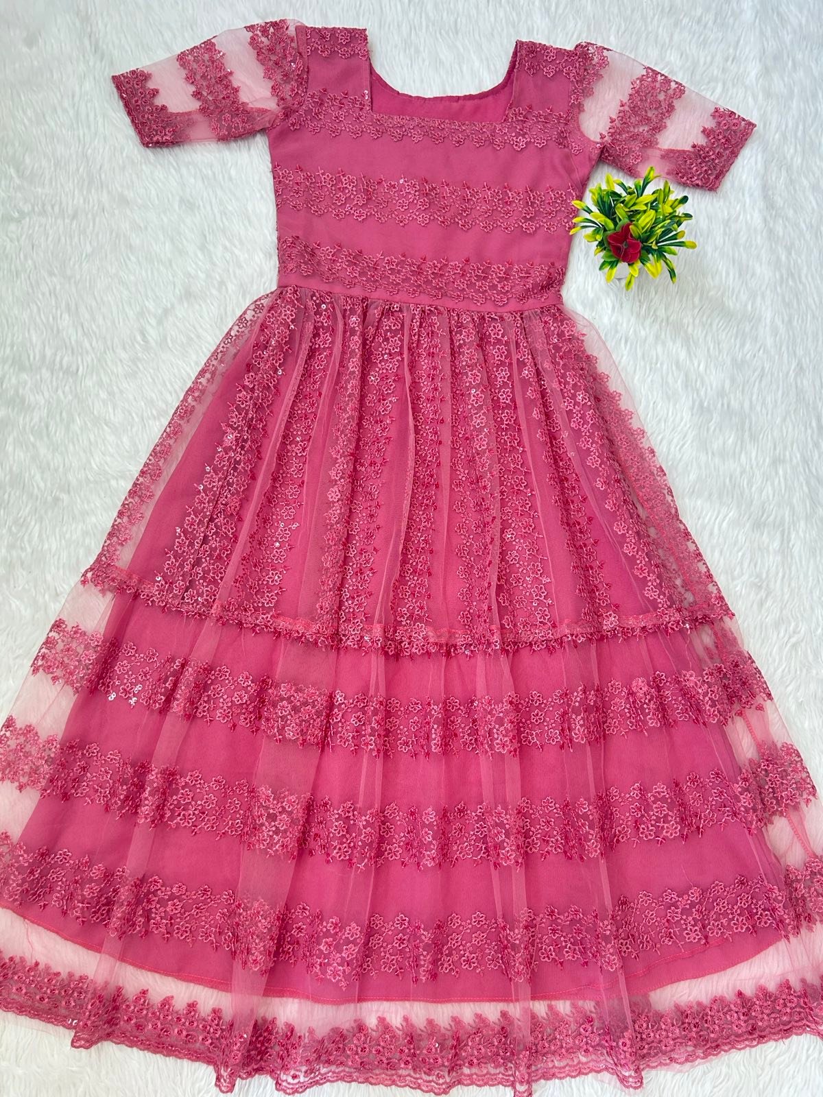 Pearl Princess Embroidered Midi Dress