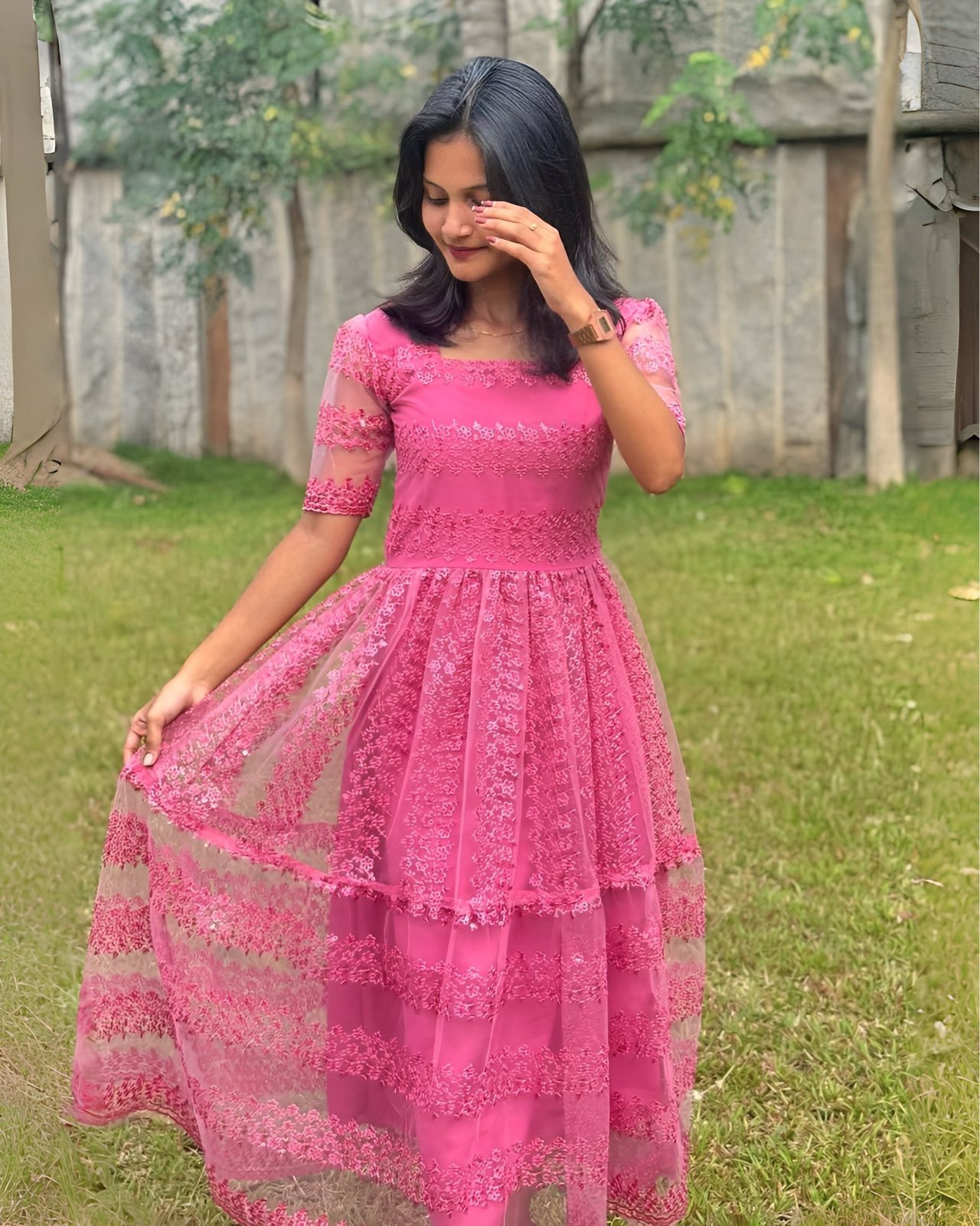 Pearl Princess Embroidered Midi Dress