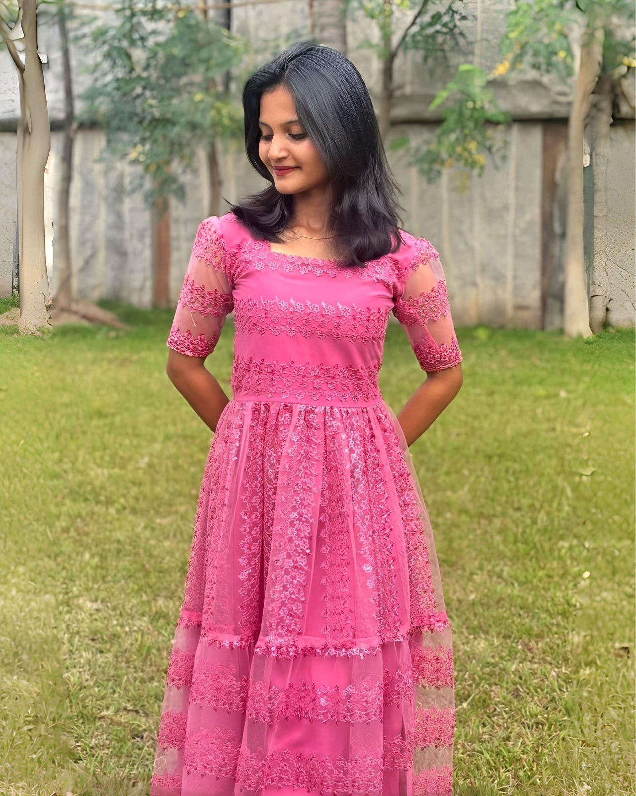 Pearl Princess Embroidered Midi Dress