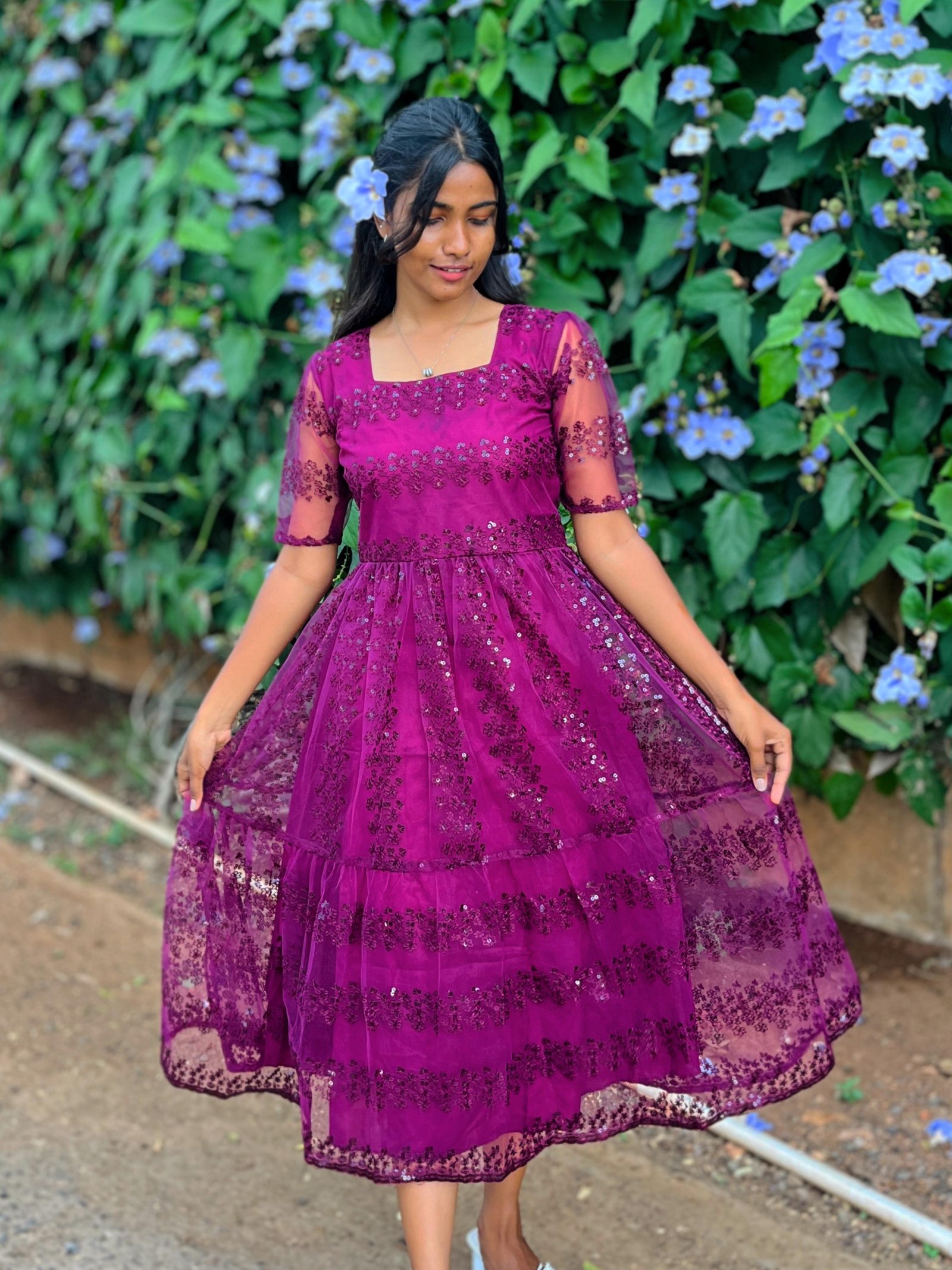 Pearl Princess Embroidered Midi Dress