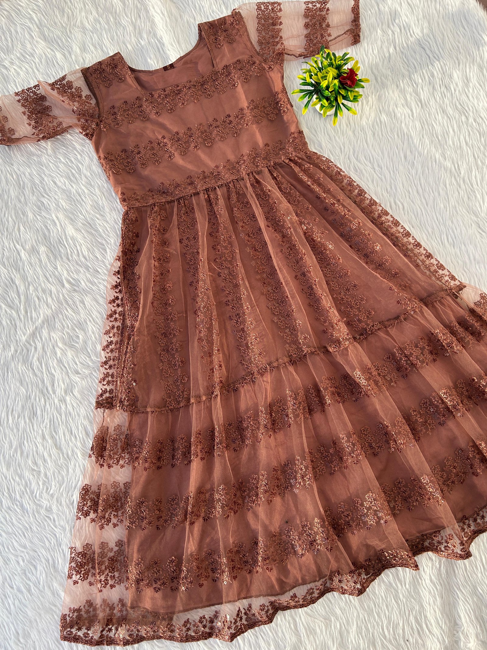 Pearl Princess Embroidered Midi Dress