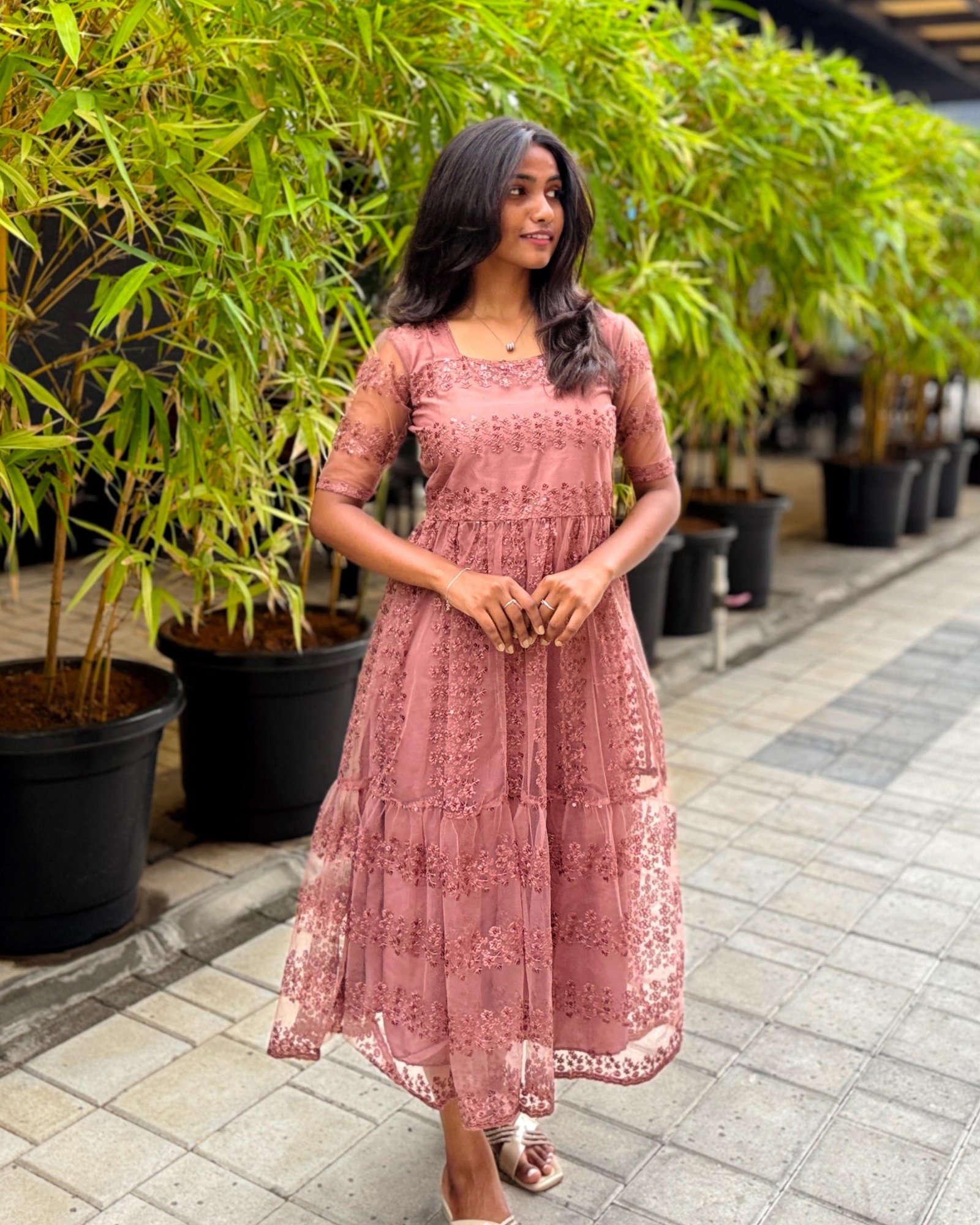 Pearl Princess Embroidered Midi Dress