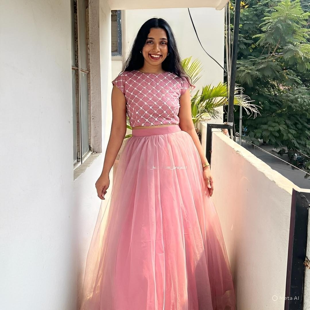 NEW GEORGETTE CROP TOP SKIRT LEHENGA CHOLI