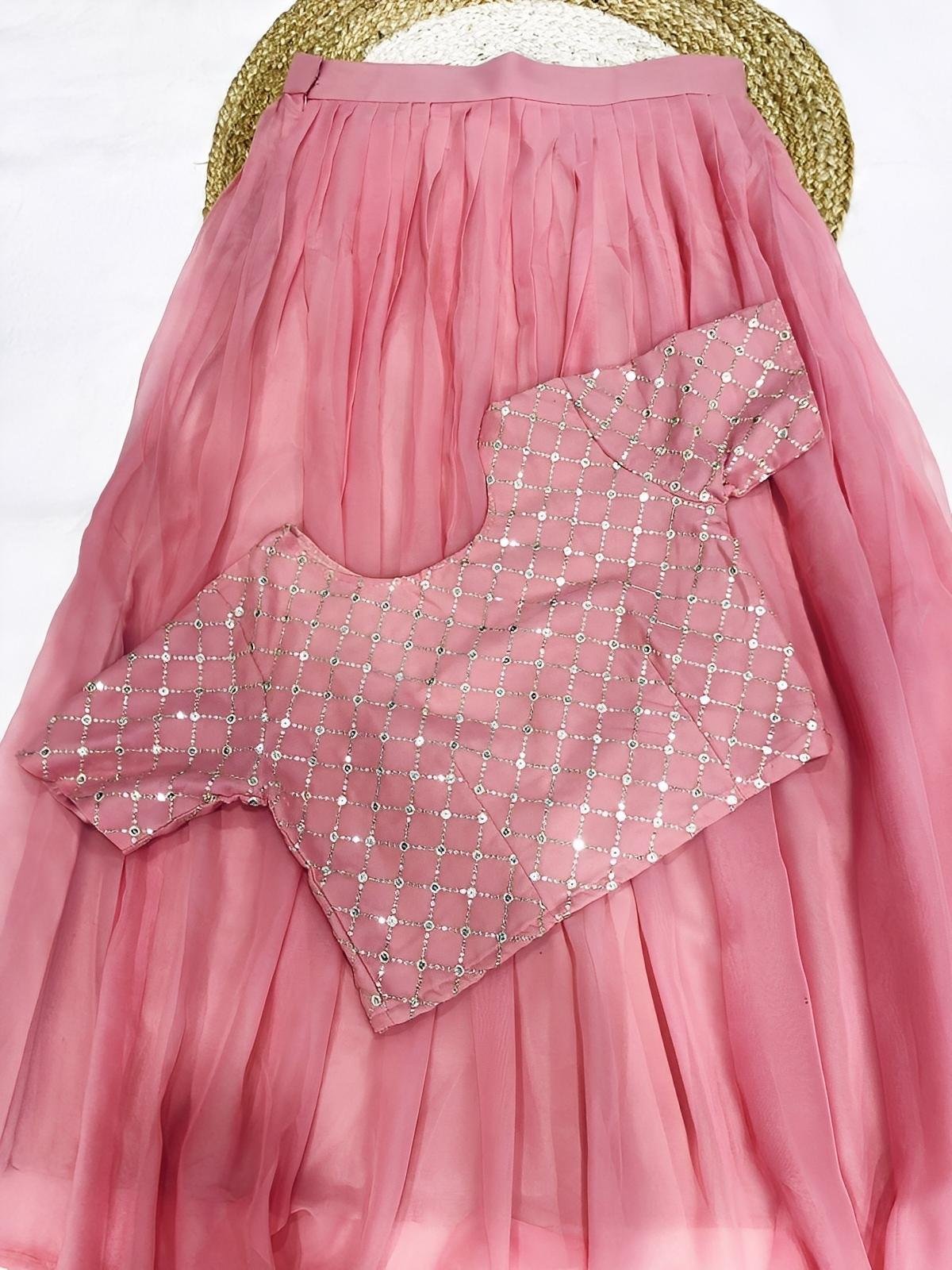 NEW GEORGETTE CROP TOP SKIRT LEHENGA CHOLI