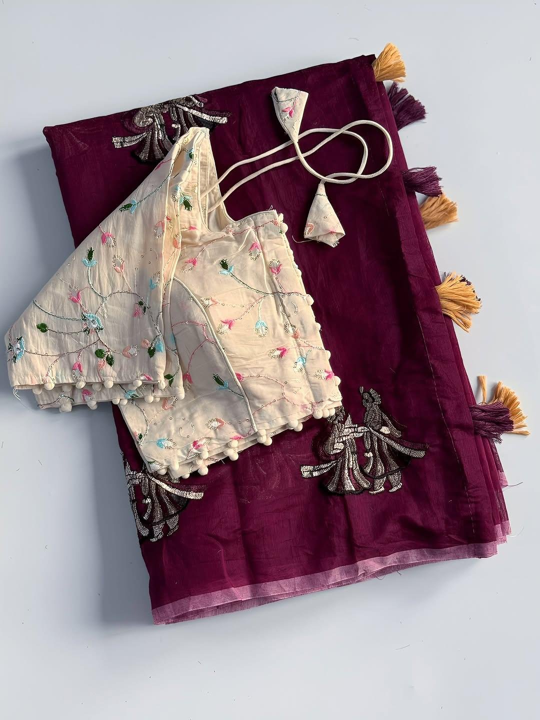 Premium Chanderi Saree WIth Stiched Blouse