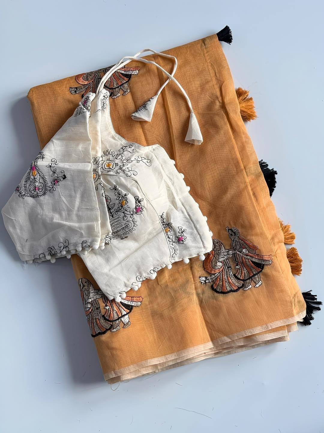 Premium Chanderi Saree WIth Stiched Blouse