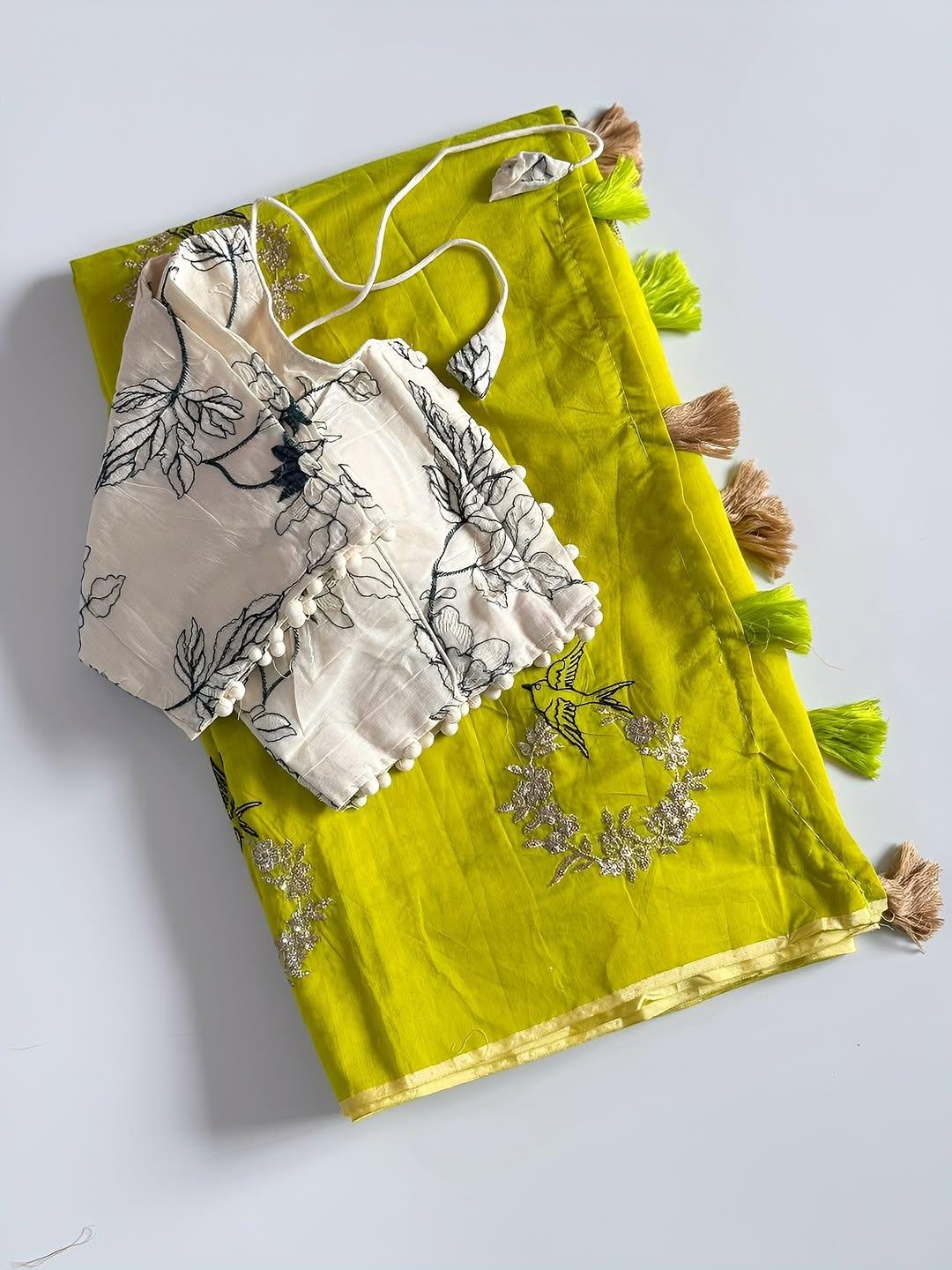 Premium Chanderi Saree WIth Stiched Blouse