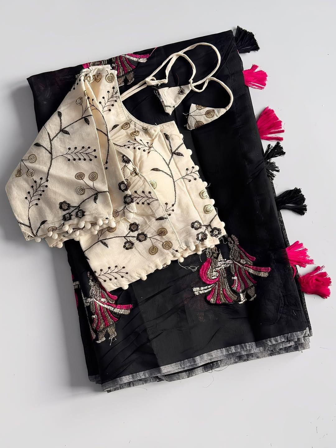 Premium Chanderi Saree WIth Stiched Blouse