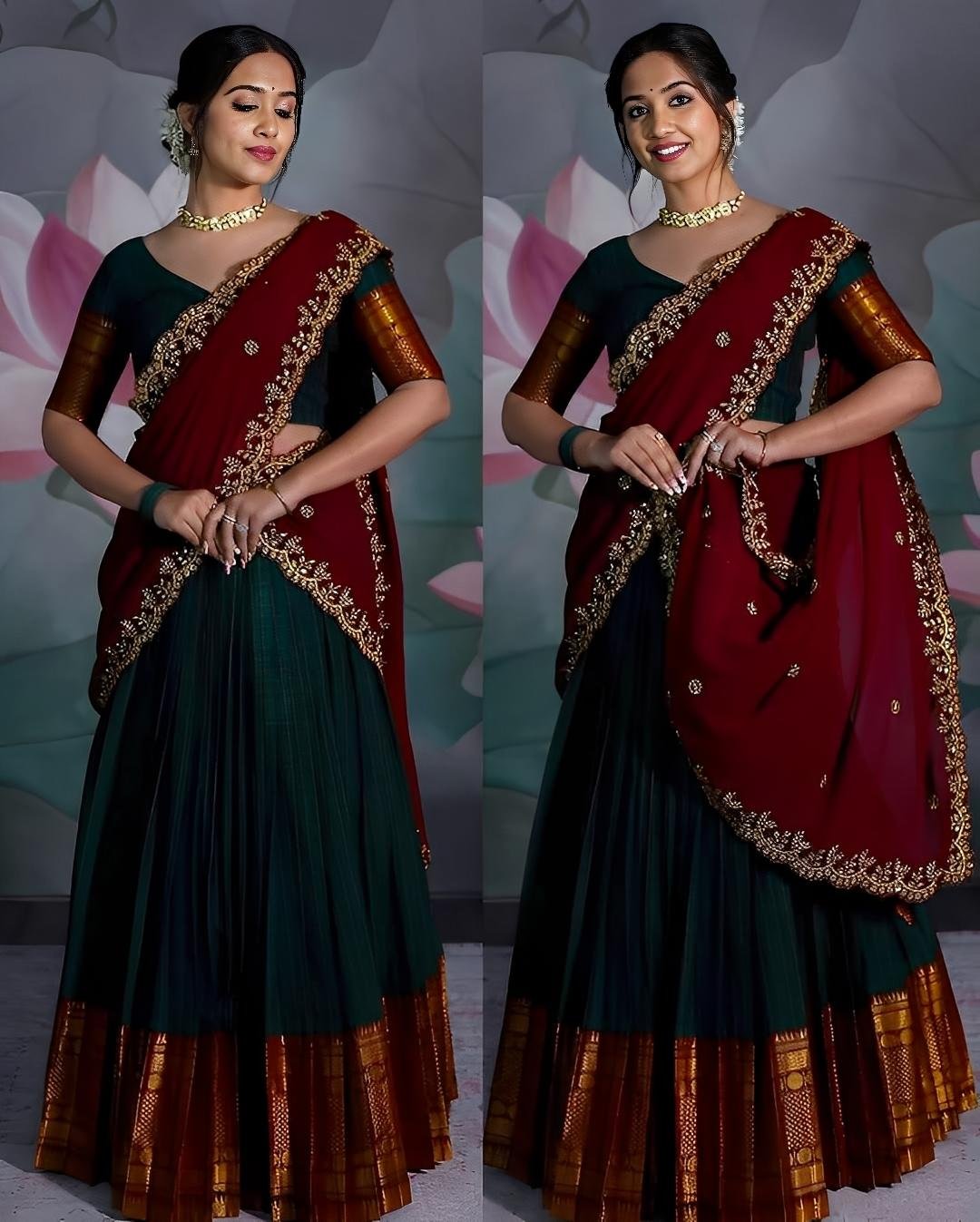 South Indian Traditional Silk Half Saree For Women
