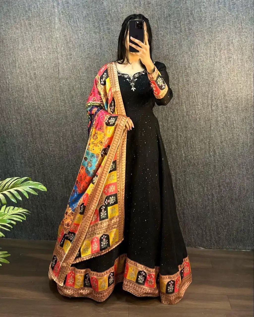 Wonderful Black Color Georgette Wide Sequence Work Anarkali Gown