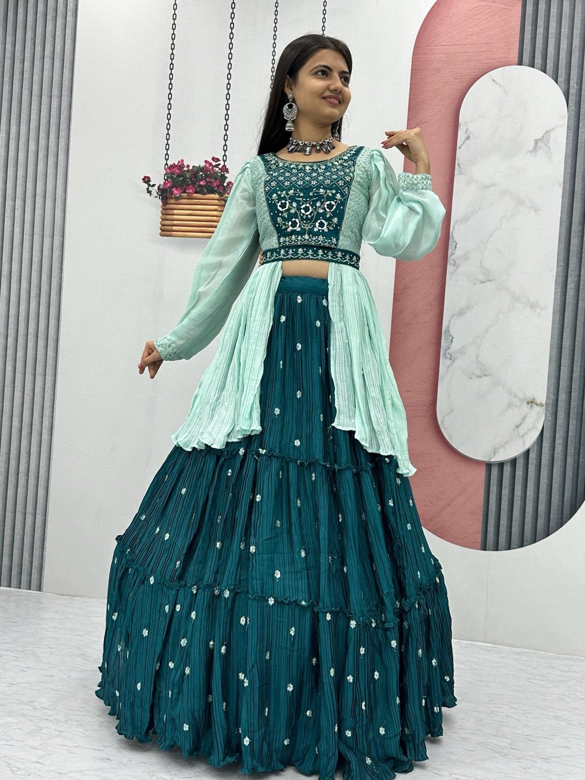 Indowestern crop top Lehenga for wedding Readymade Indian lehenga dress