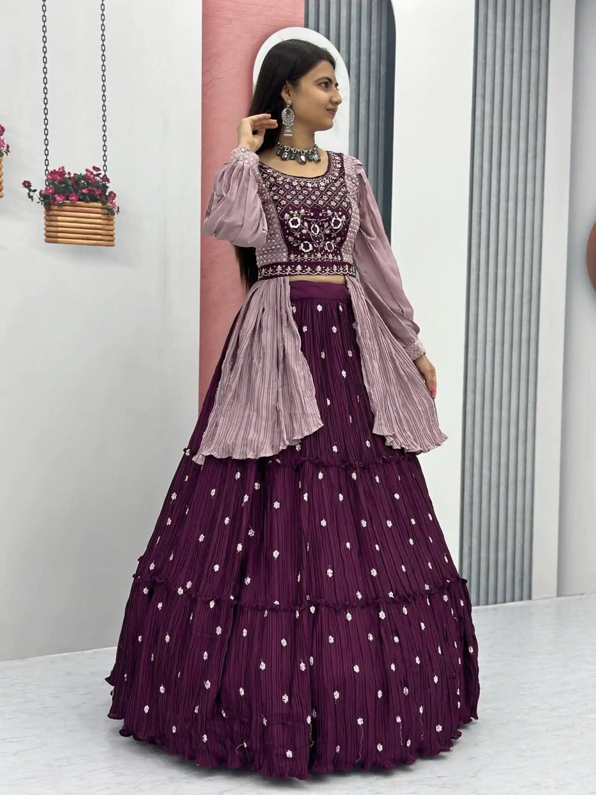 Indowestern crop top Lehenga for wedding Readymade Indian lehenga dress