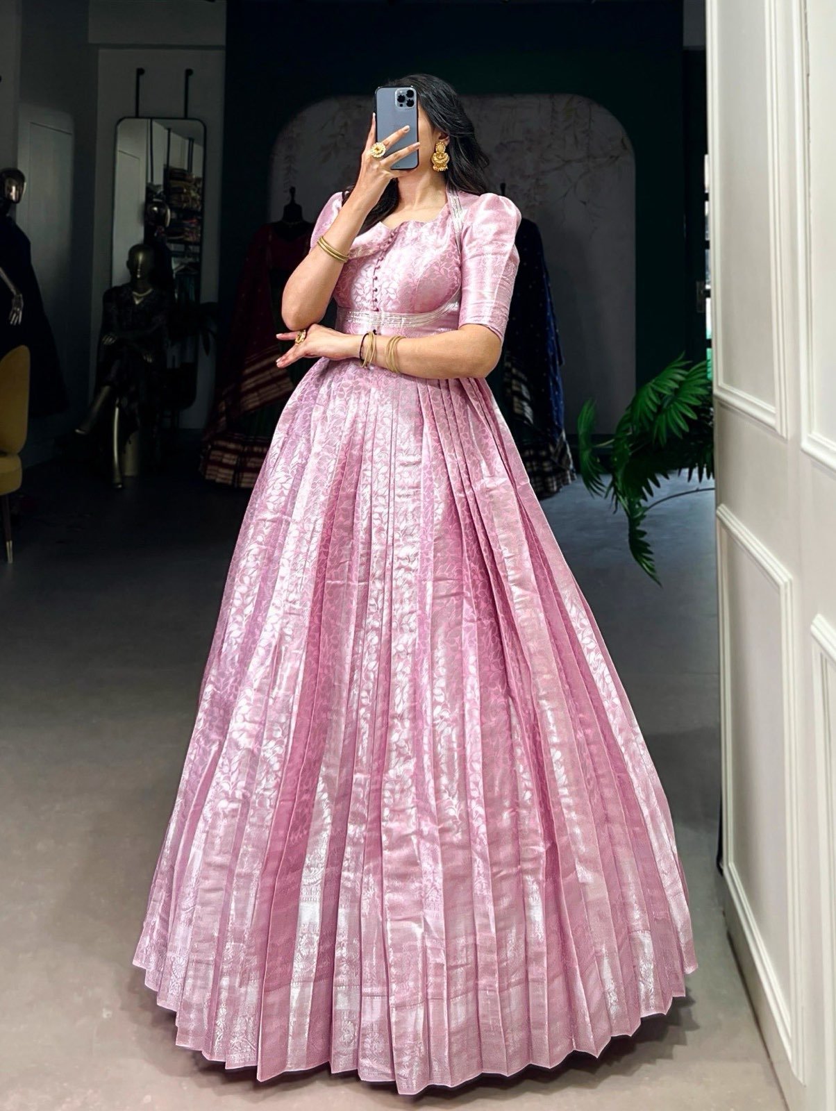 ✨ Designer Kanjivaram Gown with Koti – By Stylytic