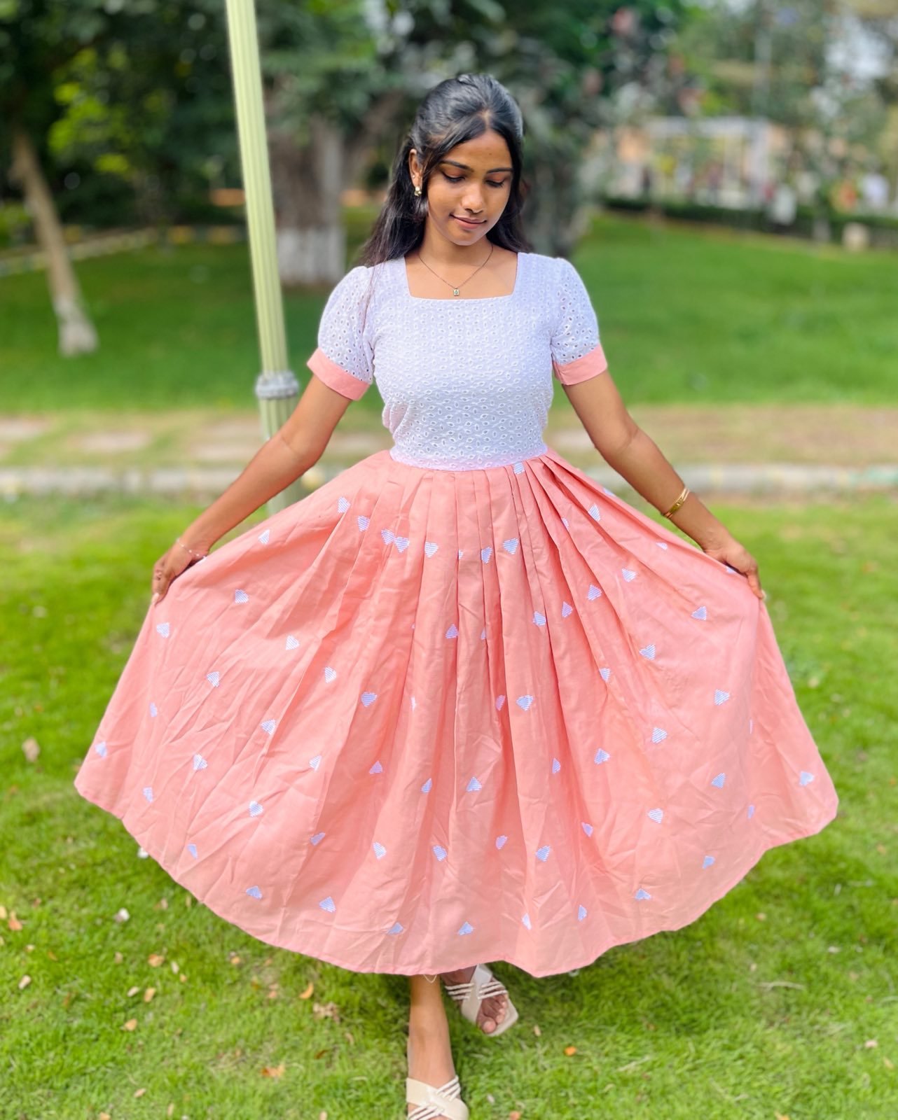 Charming Heart Pattern Midi Dress