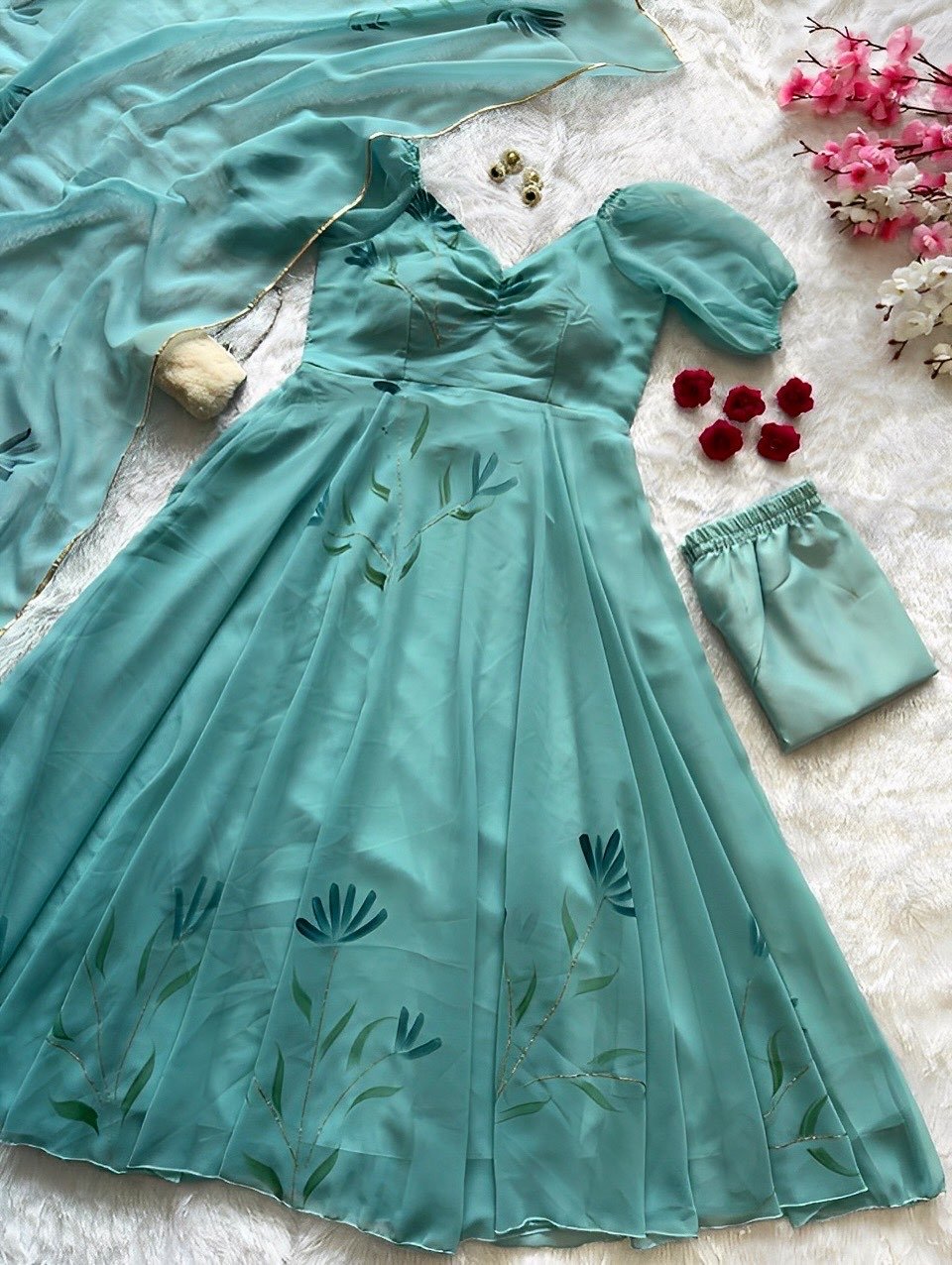 Exclusive Handpainted Real-Shoot Anarkali Set for Women