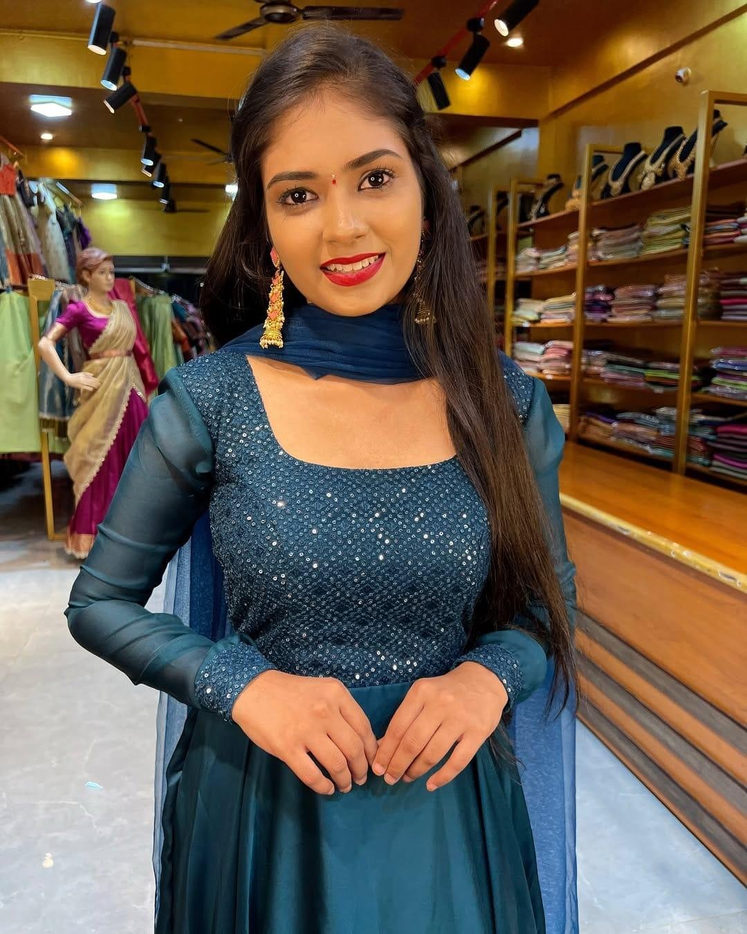 Designer Gown – Sequin Work Georgette Anarkali with Dupatta