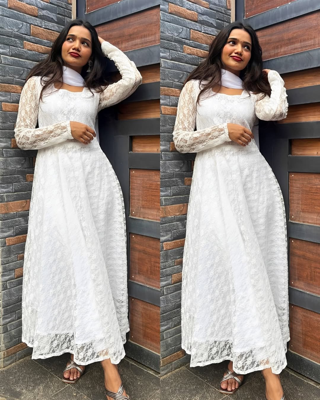 Aashika - Designer launch😍Netted Gown With Dupatta