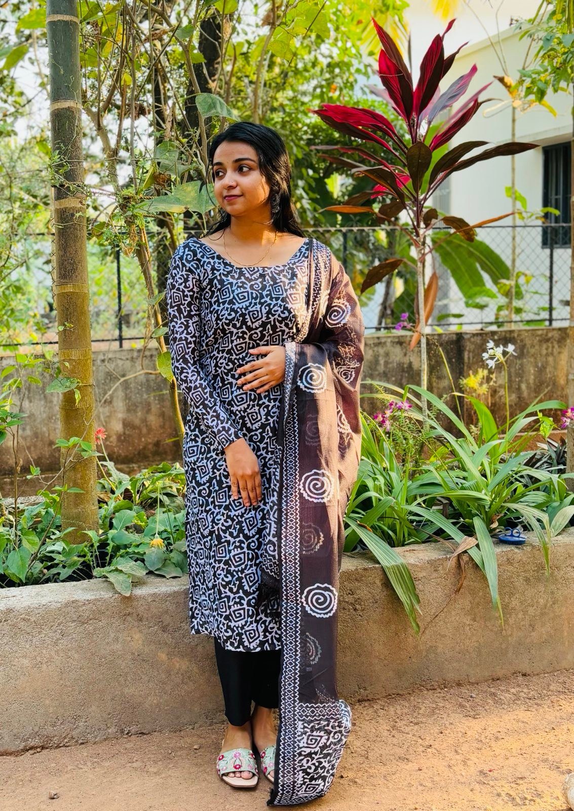 Black kota cotton kurta set