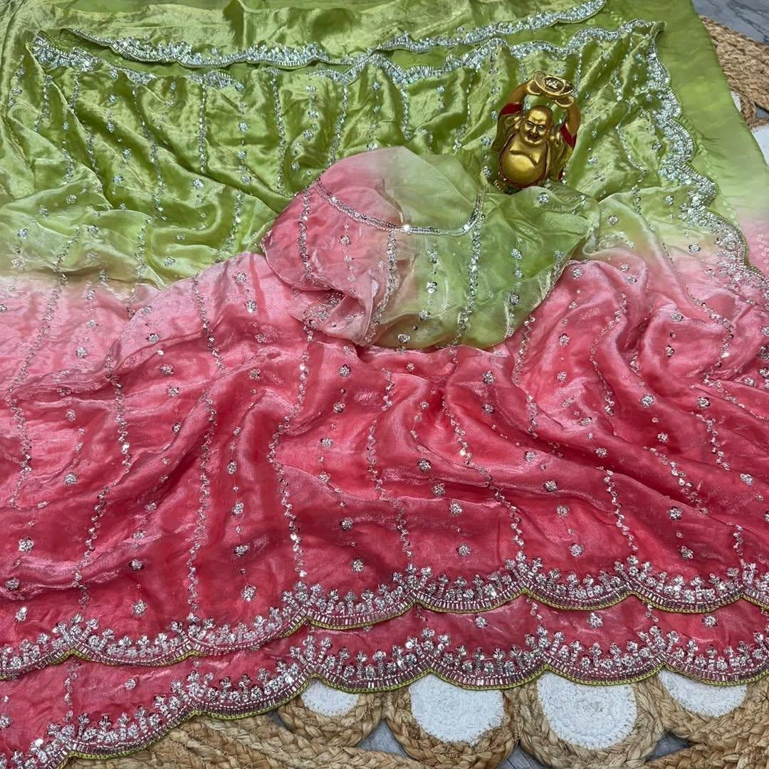 Original space silk heavy handwork sarees