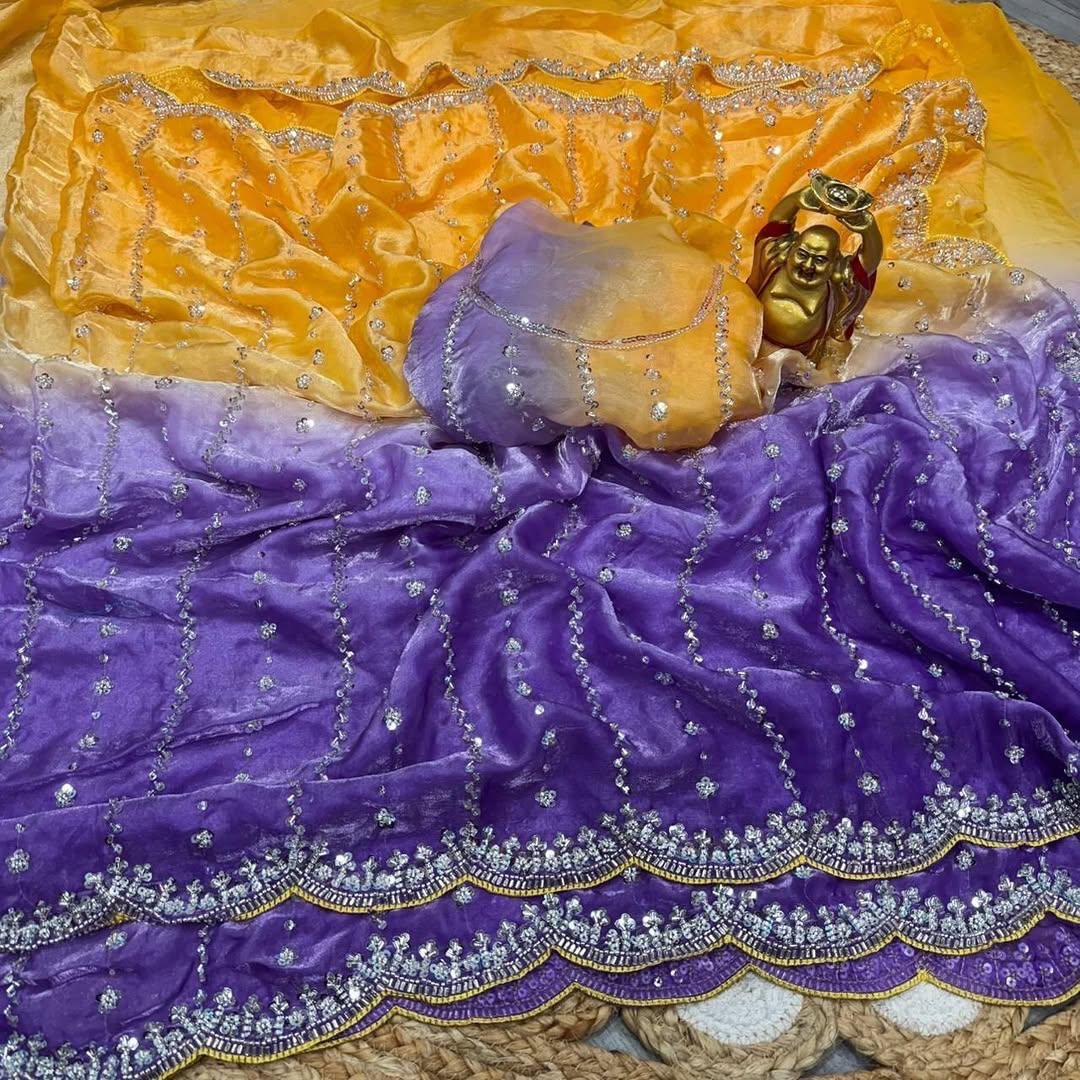 Original space silk heavy handwork sarees