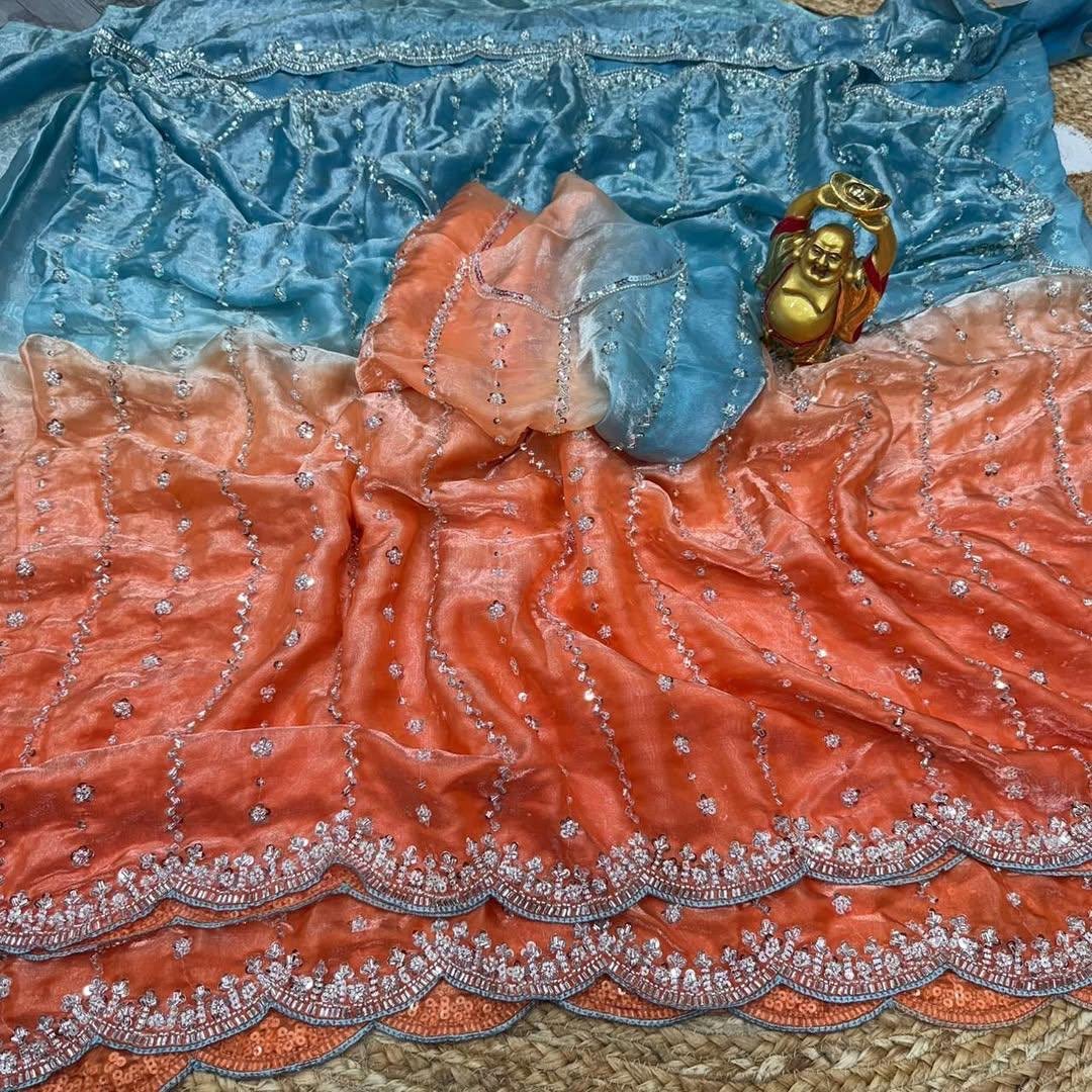 Original space silk heavy handwork sarees