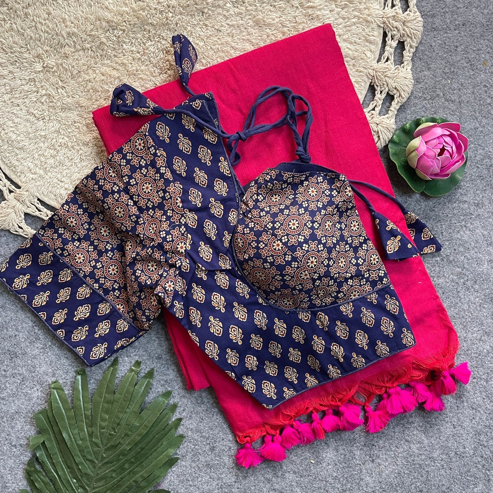 Feather-soft Cotton Saree with Stitched Ajrakh cotton blouse | Instafame Dhanusha saree special launch