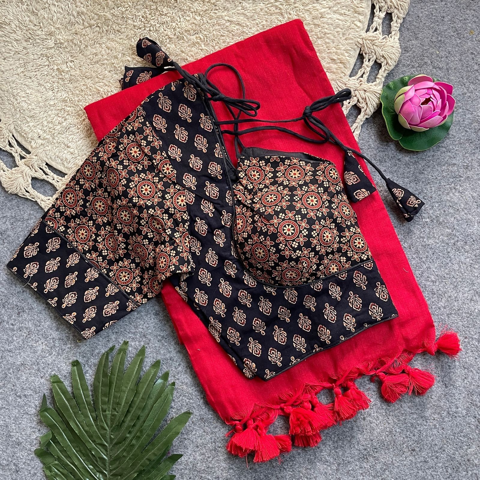 Feather-soft Cotton Saree with Stitched Ajrakh cotton blouse | Instafame Dhanusha saree special launch