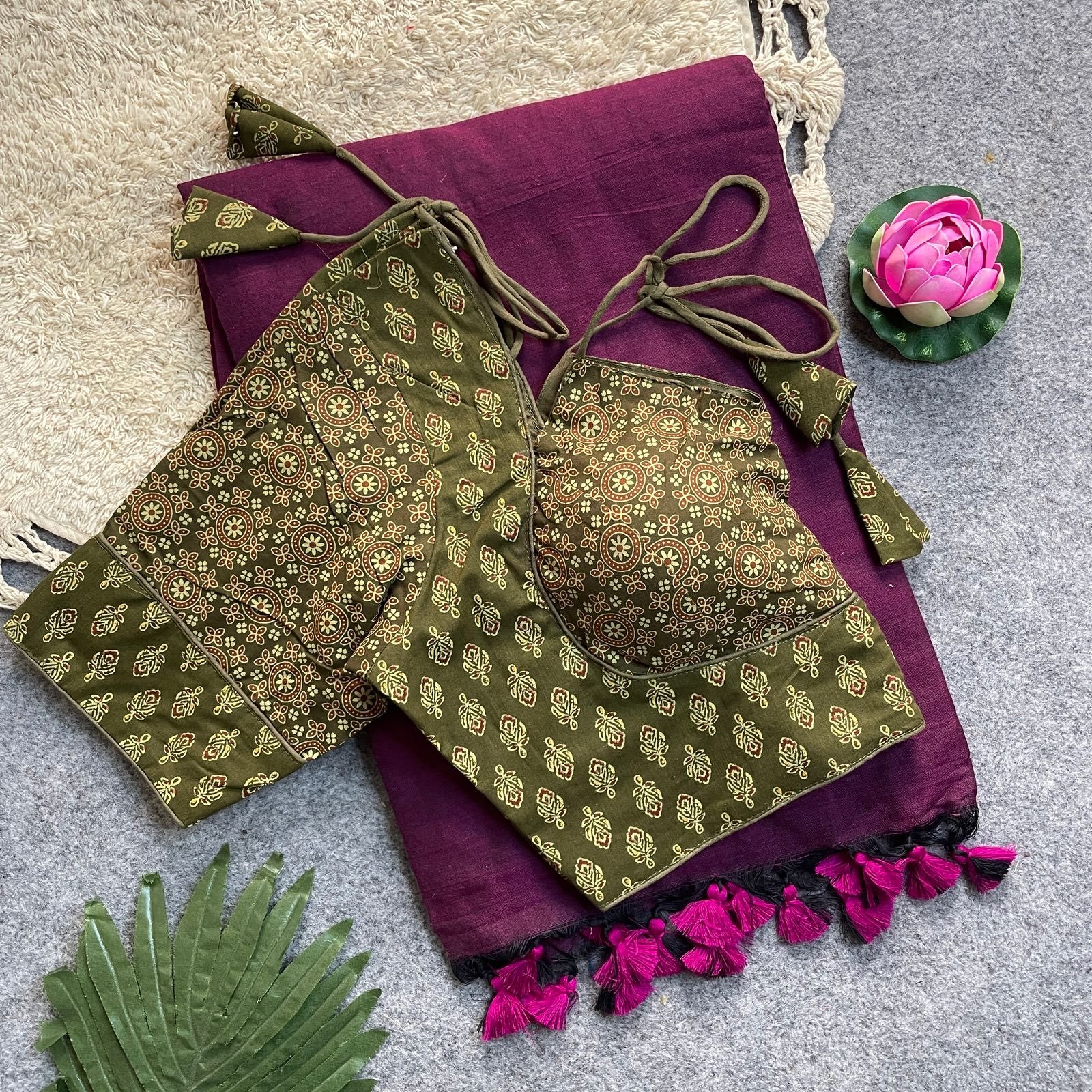 Feather-soft Cotton Saree with Stitched Ajrakh cotton blouse | Instafame Dhanusha saree special launch